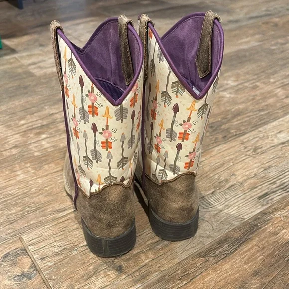 Twister Kids Boots with Brown and Purple Accents - Picture 2 of 7